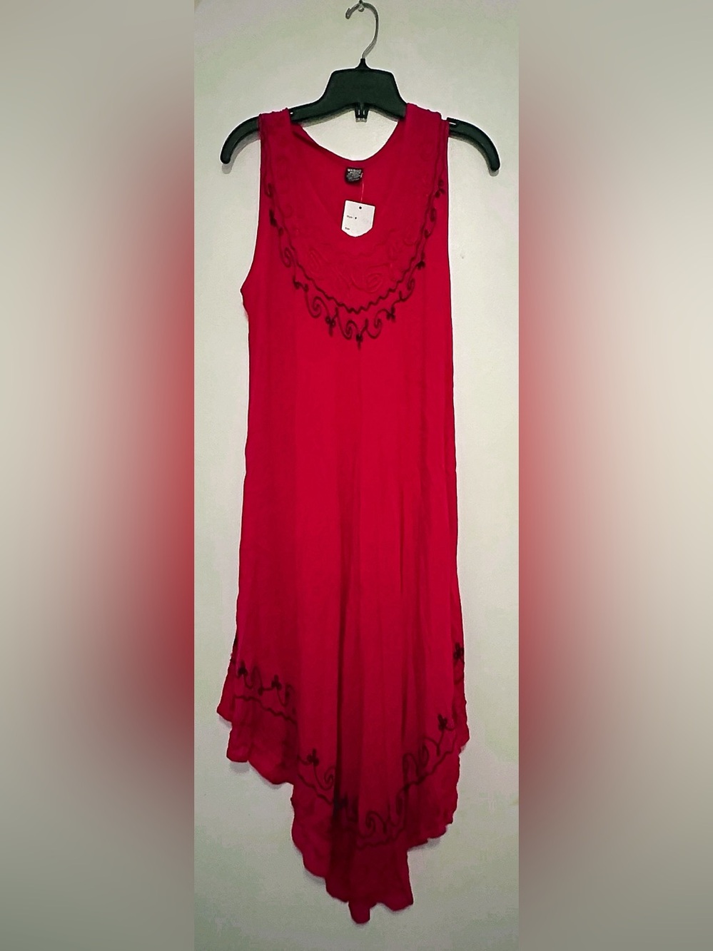 Red Embroidered Flowing Maxi Dress